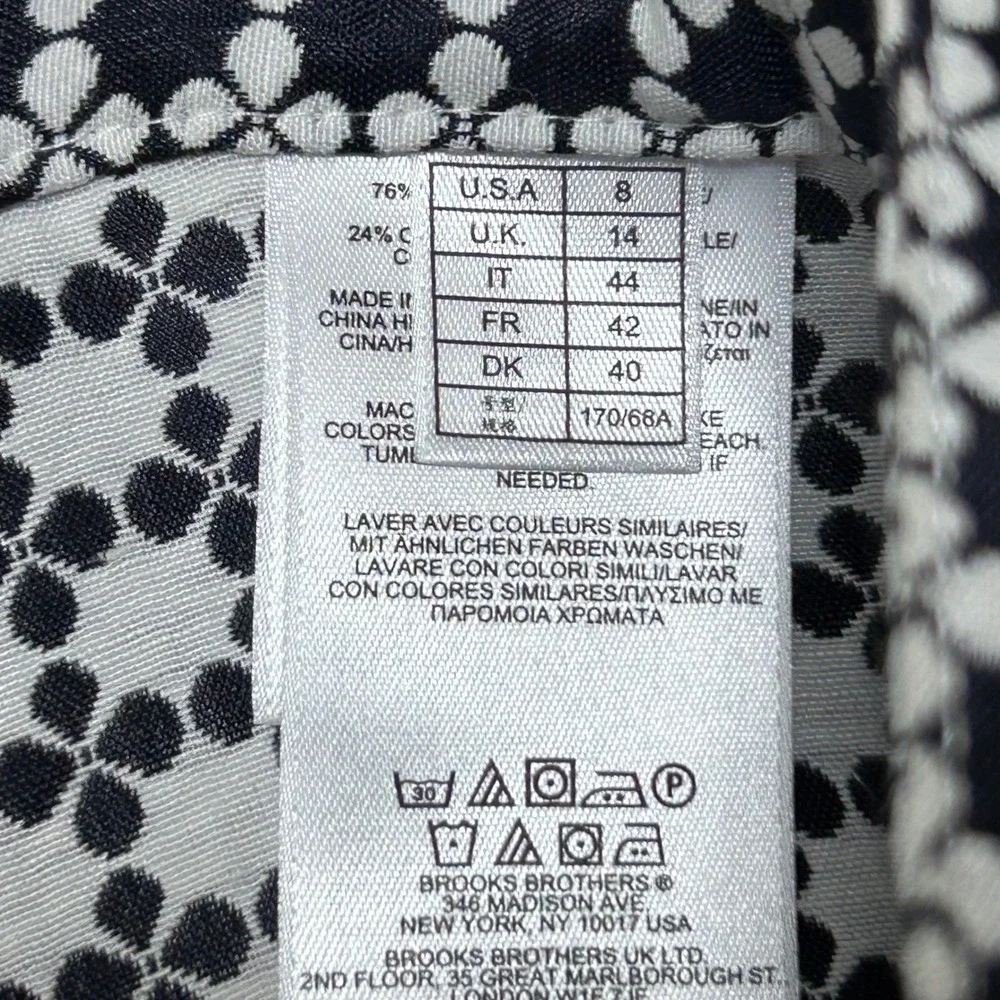 Brooks‎ Brothers Pencil Skirt Women 8 Navy Blue Black Geometric Quatrefoil New